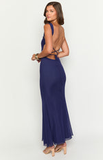 Beverley Navy Mesh Maxi Dress Image