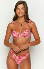 9.0 Swim Bianca Red Gingham Bikini Top Image