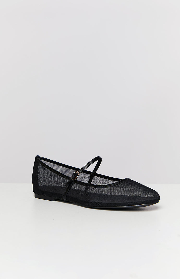 Billini Gilda Black Mesh Ballet Flats Image