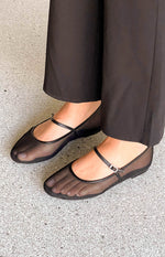 Billini Gilda Black Mesh Ballet Flats Image