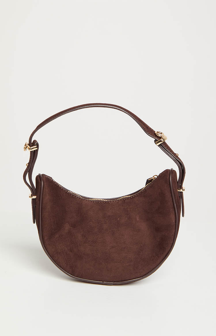 Billini Halo Chocolate Suede Shoulder Bag Image