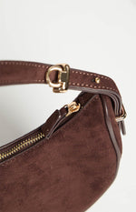 Billini Halo Chocolate Suede Shoulder Bag Image