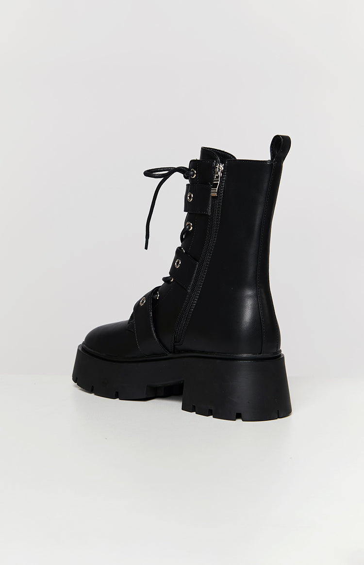 Billini Xyola Black Buckle Up Boots Image