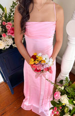 Blaise Pink Satin Maxi Dress Image