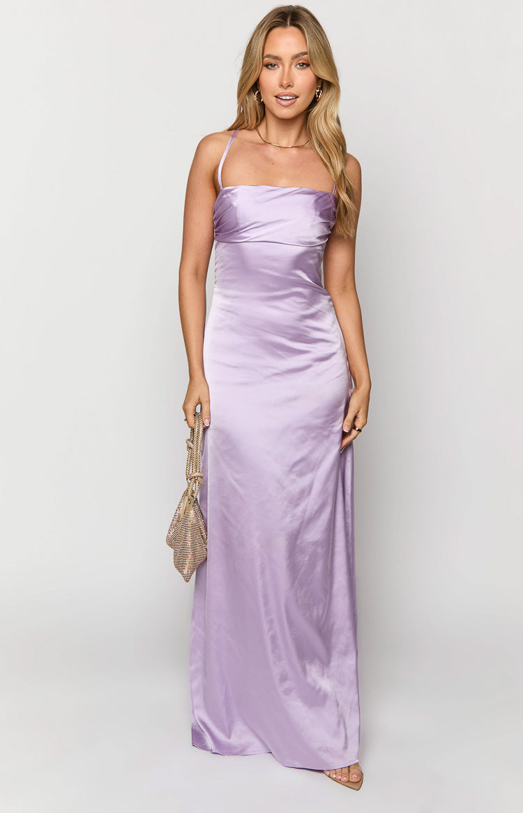 Blaise Lilac Satin Maxi Dress Image