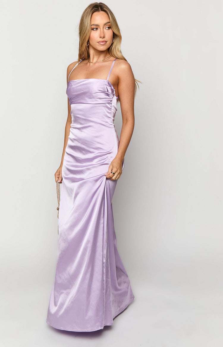 Blaise Lilac Satin Maxi Dress Image