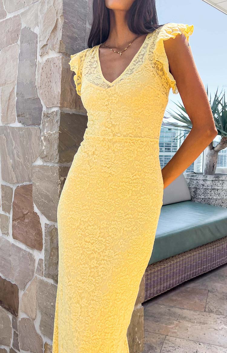 Blake Yellow Lace Maxi Dress Image