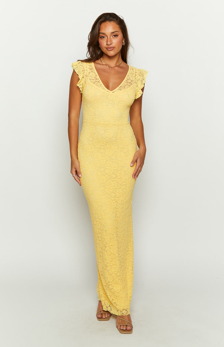 Blake Yellow Lace Maxi Dress Image