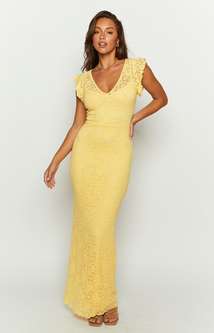 Blake Yellow Lace Maxi Dress Image