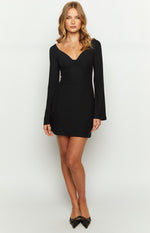 Blame Me Black Mesh Long Sleeve Mini Dress Image