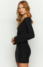 Blame Me Black Mesh Long Sleeve Mini Dress Image