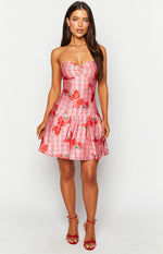 Blu Pink Floral Strapless Mini Dress Image