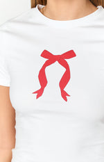 Bow White Baby Tee Image