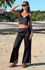 Bridget Black Satin Pants Image