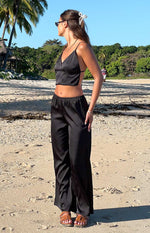 Bridget Black Satin Pants Image