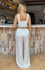 Bridget White Satin Pants Image