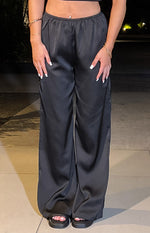 Bridget Black Satin Pants Image