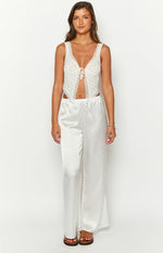 Bridget White Satin Pants Image