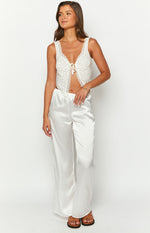 Bridget White Satin Pants Image