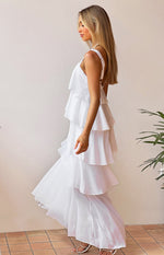 Brielle White Layered Frill Maxi Dress Image