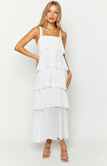 Brielle White Layered Frill Maxi Dress Image