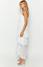 Brielle White Layered Frill Maxi Dress Image