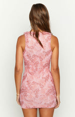 Bright Lights Pink Swirl Snake Print Mini Dress Image