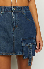 Brightside Dark Wash Denim Mini Skirt Image