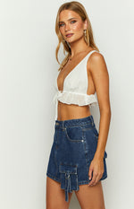 Brightside Dark Wash Denim Mini Skirt Image