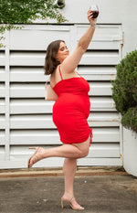 Bronte Red Ruched Mini Dress Image