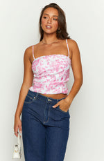 Brooklyn Pink Printed Strapless Top Image