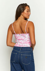 Brooklyn Pink Printed Strapless Top Image