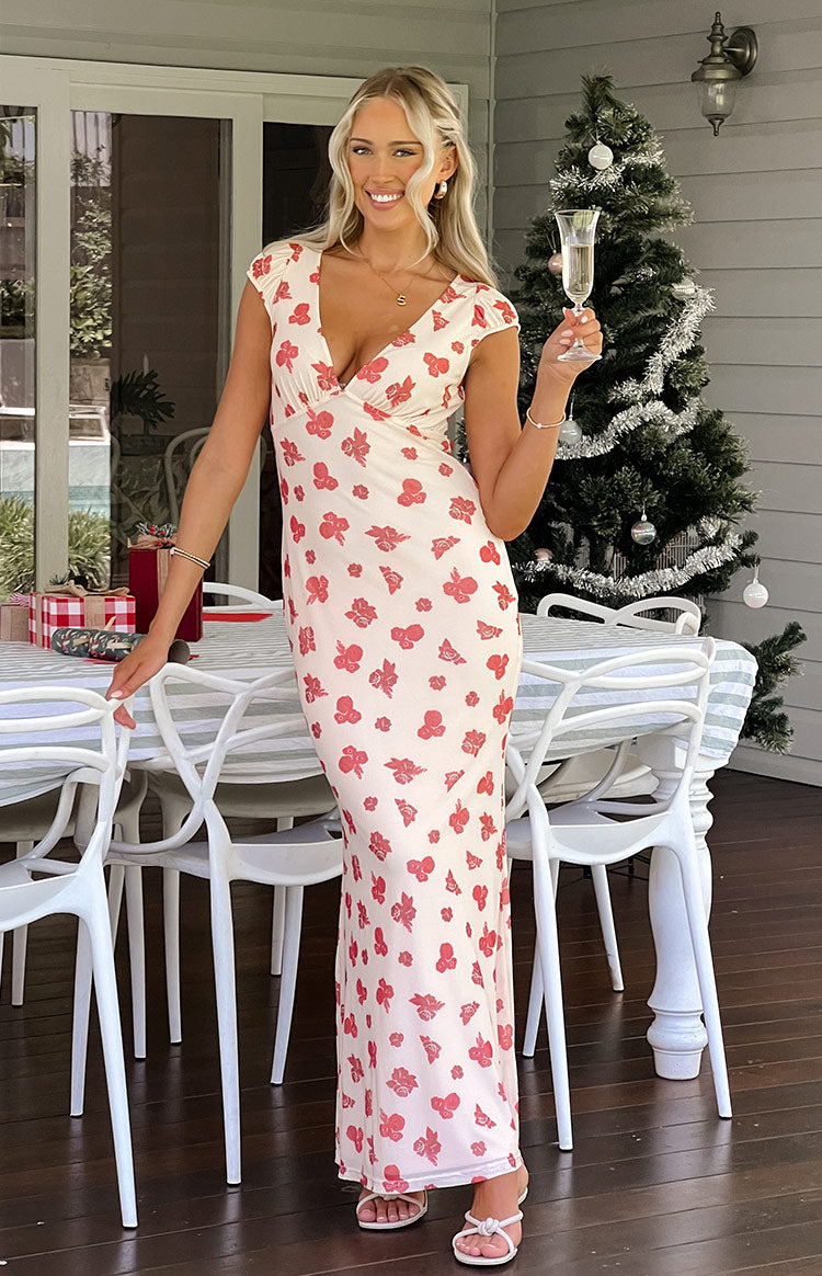 Cali Red Floral Maxi Dress Image