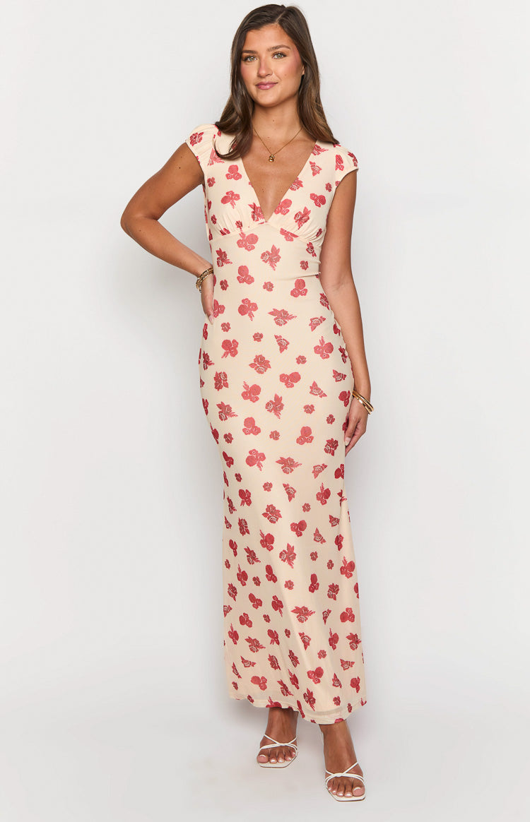 Cali Red Floral Maxi Dress Image