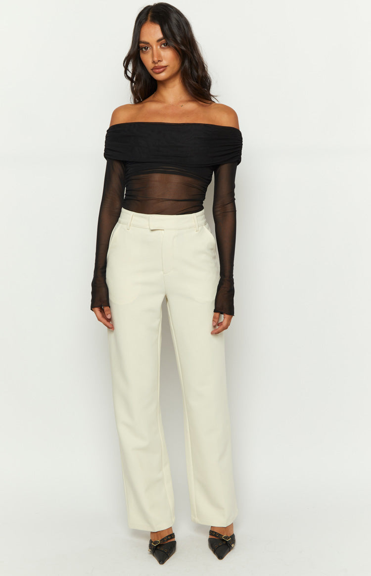 Cabo Grey Straight Leg High Waisted Tailored Pant