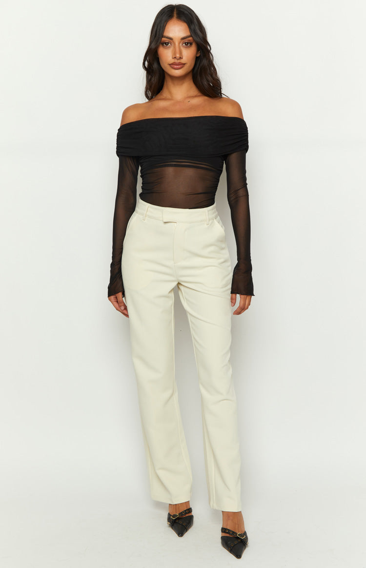 Cabo Cream Straight Leg High Waisted Tailored Pant Image