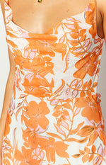 Cambri Orange Floral Chiffon Maxi Dress Image