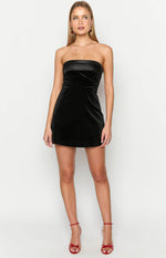 Camila Black Velvet Strapless Mini Dress Image