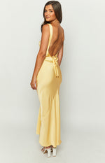 Carnation Yellow Satin Maxi Dress Image