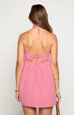 Carter Red Gingham Halter Mini Dress Image