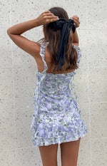 Caspian Purple Floral Print Chiffon Mini Skirt Image