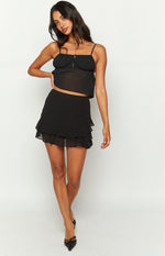 Caspian Black Chiffon Mini Skirt Image