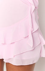 Caspian Pink Chiffon Mini Skirt Image