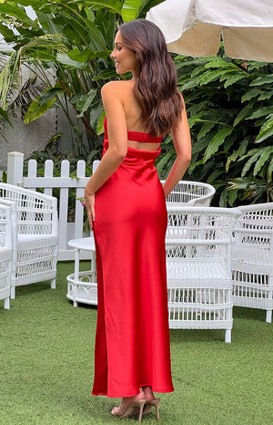 Cassander Red Strapless Maxi Dress