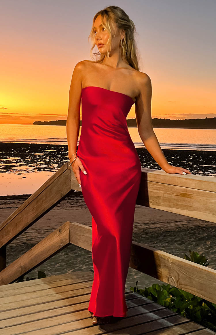 Cassander Red Strapless Maxi Dress Image