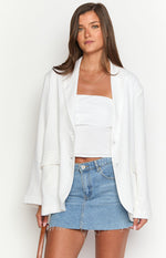 Cassy White Linen Blend Blazer Image