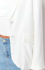 Cassy White Linen Blend Blazer Image