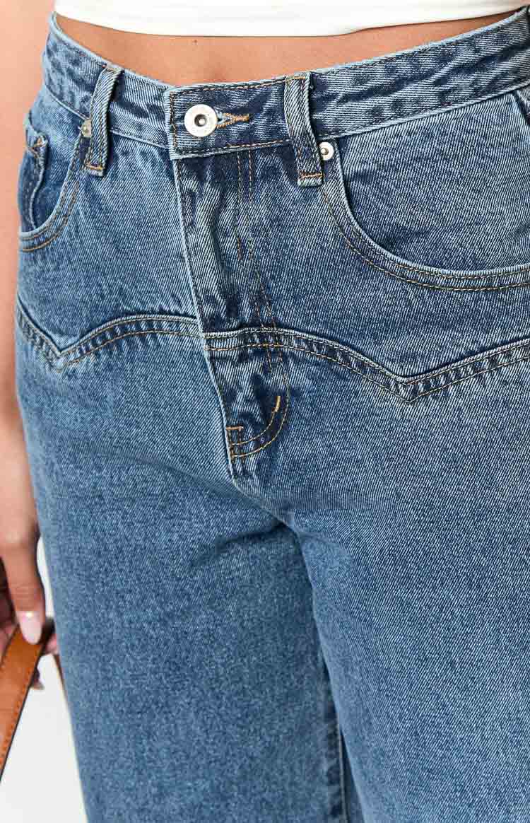 Catch Up Mid Wash Straight Leg Denim Jeans Image