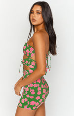 Chantria Green Floral Strapless Mini Dress Image