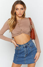 Charged Up Long Sleeve Crop Chocolate Image